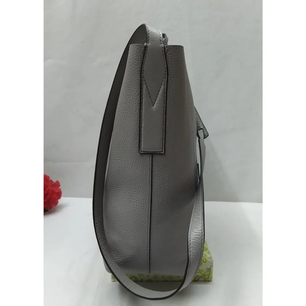 Michael Kors Junie Gray Pebbled Leather Hobo Shoulder Bag
